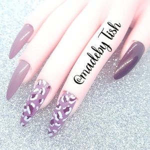 Press On Nails Pink Purple Nail Art Animal Print